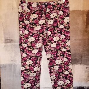 White House Black Market Pink and Black Floral Pants